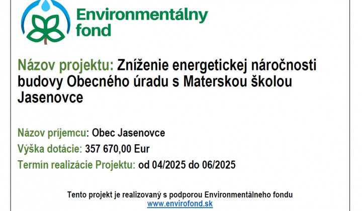 Fotka - Zníženie energetickej náročnosti budovy Obecného úradu s Materskou školou Jasenovce