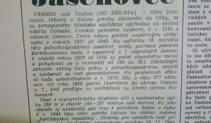 Fotka - Článok v novinách z roku 1977